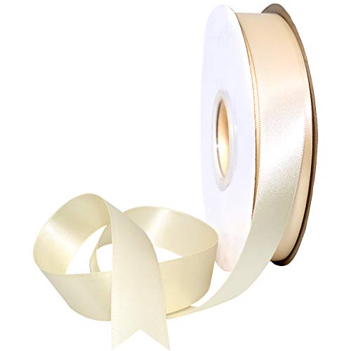 Image of Morex Ribbon 088 Double Face Satin Ribbon, 7 /8 Inch by 50 Yards, Ivory