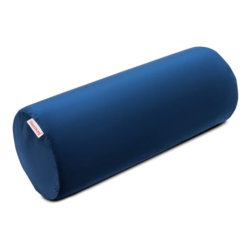 Image of Memory Foam Bolsters for Sofa, Bed Pillows for Rest and Support - Navy Blue Velvet Cover, 22 inch x 8 inch x 8 inch - Pack of 1