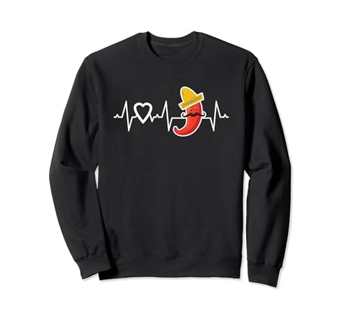 Chili Pepper Heartbeat I Love Peppers Mexican Food Lovers Sweatshirt