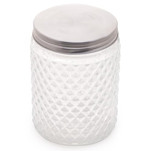 Porta Mantimento Vidro Lapidado Sortido C- Tampa Inox 500ml