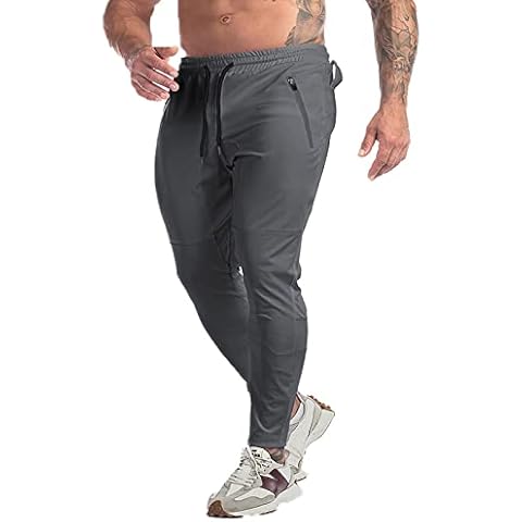 Halfword Pantalones Deporte Hombre Pantalones Deportivos Chándal Jogger Bolsillos de Cremallera Chándal Secado Rápido Gimnasio Correr Gris L Cover