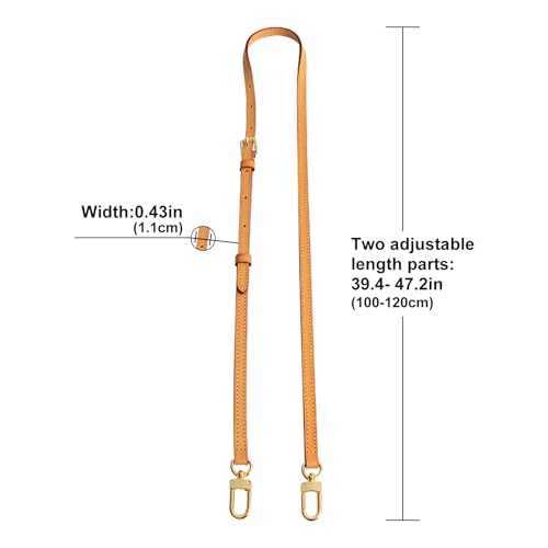 Image of Genuine Vachetta Leather Shoulder Bag Strap Crossbody Replacement Adjustable for Speedy Handbag or Purse(Deep Beeswax-Width:0.43in&Adjustable Length:39.4-47.2in)