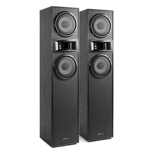 Fenton SHF700B   Par de Altavoces HiFi de Color Negro, Potencia de 400 W, woofer 2 x 6,5 Pulgadas, tecnología de 3 vías, terminales de Tornillo chapados en Oro, Patas de Goma Antideslizantes.
