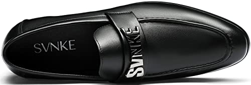 Svnke Men's Dress Shoes Square Toe Fashion Casual Oxford Shoes For Men Genuine Leather Upper Wingtip Shoes Non Slip Formal Soft Classic Sneaker Black 12 #TOP4