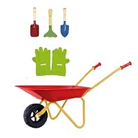 Theo Klein 7669 Children's Wheelbarrow With Accessories | Made of Metal, Can Carry Up to 10 Kilos | Incl. Sturdy Play Garden Tools | Toy for Children aged 3 Years and over