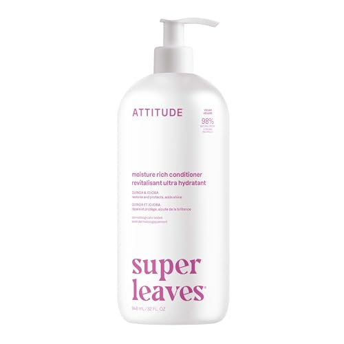 ATTITUDE Moisture Rich Hair Conditioner For Dry and Damaged Hair Naturally Derived Ingredients Vegan Detangler Dermatologiocally Tested Quinoa and Jojoba 32 Fl Oz