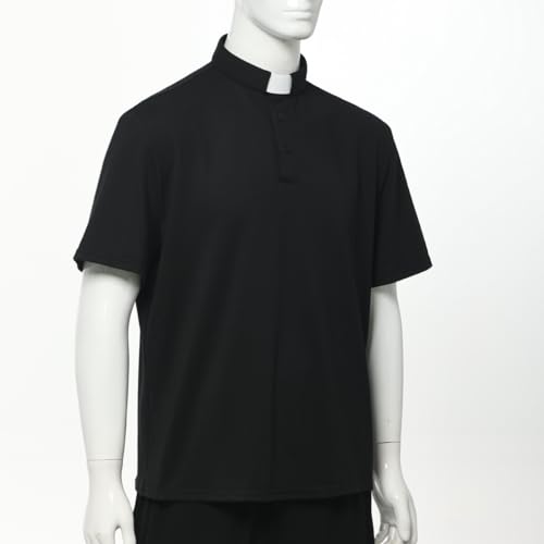 Men's Clergy Tab Collar Polo Shirt Short Sleeve Pastor Minister Preacher Shirt2