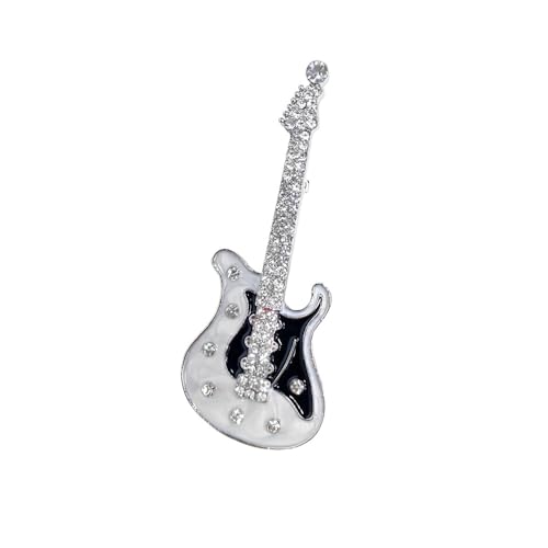 Image of Cute Guitar Rhinestones Brooches Pin Unique Colorful Crystal Enamel Brooch for Party Dance Banquet Women Men Fashion Dainty Lapel Pins Suit Shirt Ceremony Clothes Accessories Decor