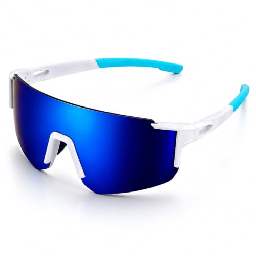 Image of ALNA-TURA Sport Sunglasses for Men & Women UV400 Protection | Cycling Running Driving Goggles | Wraparound Shield Design | Anti-Glare Mirrored Lens | Lightweight Outdoor Sports Eyewear