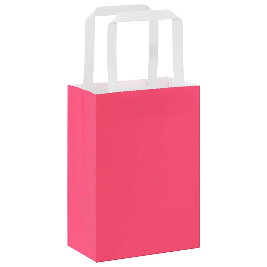 Bolsas de papel 250 piezas con asas rosa 15 x 8 x 21 cm