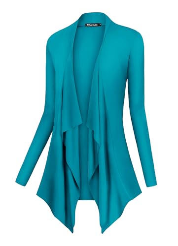 Image of Urban CoCo Women's Drape Front Open Cardigan Long Sleeve Irregular Hem