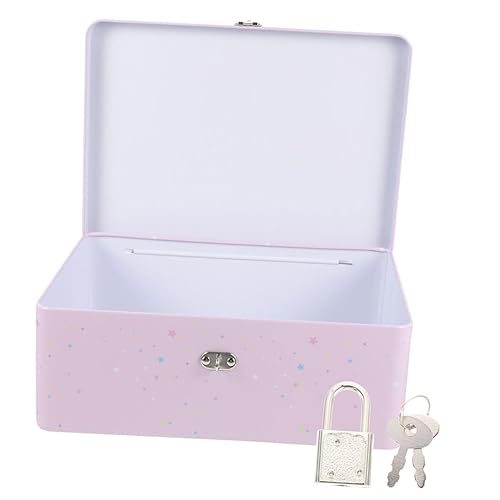 STOBAZA Caja Metálica con Cerradura para Joyas Organizador de Escritorio Resistente con Redondeados Caja de Almacenamiento Decorativa para Regalos y Fiestas para Empaquetar Joyería y