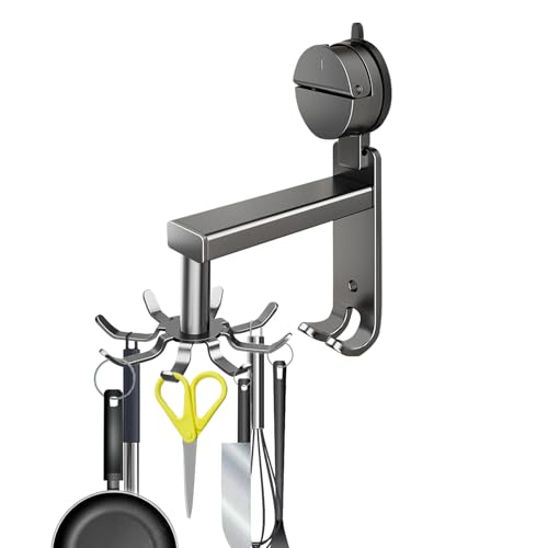 Generisch Gancho de cocina giratorio, gancho de cocina giratorio - Sin ganchos para utensilios de perforación, gancho para utensilios de alta resistencia con varias garras giratorias, gancho de cocina