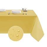 Veblandy Table Cloth Rectangle Waterproof Spill-Proof Wrinkle-Free Tablecloth Washable, Kitchen Dining Tabletop Decoration, Fabric Table Cover for Indoor and Outdoor Use, 52 x 70 Inch, Yellow