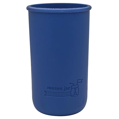 Deep Blue 24oz Pint & Half Silicone Sleeves/Jackets for Protecting Ball, Kerr, Canning Jars (2 Pack, Wide Mouth)