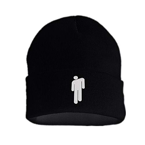Gorro Billie Eilish, Gorro de Algodón, Gorros de Punto, Gorro de Invierno de Punto, Gorro de Hip Hop, Gorro Unisex Sombreros y Gorras Casual para Hombres, Mujeres (Negro)