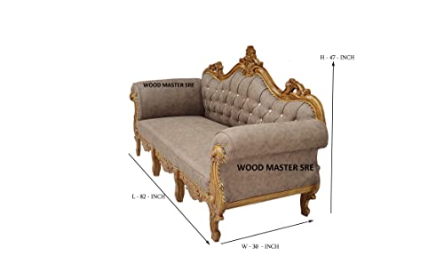 Image of Luxury Wooden Teakwwood Five Seater Sofa Set for Living Room (Honey Brown) Solid Wood Outdoor Chair 5 Seater Sofa | (1)
