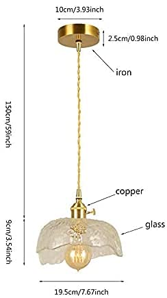 Lámpara colgante transparente industrial con pantalla de cristal 7