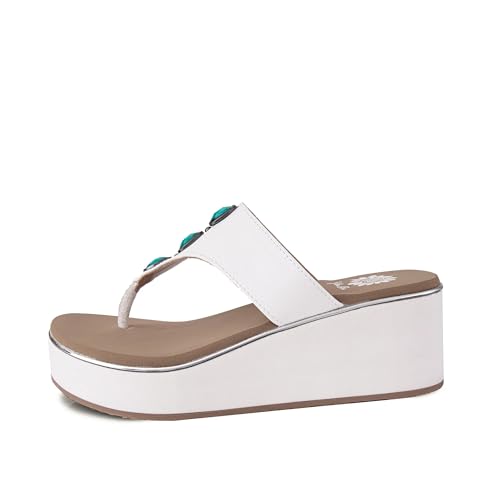 Yellow Box Women's Dazie Wedge Sandal, Round Toe, Medium-High 2.75 Inch Heel, 1.25 Inch Platform Comfortable Flip-Flop