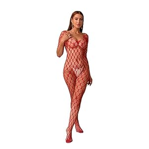 Womens Sexy Fishnet Bodysuit Mesh Bodystockings One Piece Rave Outfits Babydoll Bodysuit Sexy Cutout Dancewear