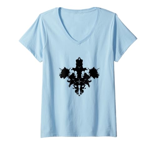 Mujer Camiseta de prueba de manchas de tinta Rorschach, camiseta de psicología Camiseta Cuello V
