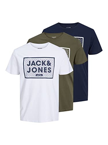 JACK&JONES PLUS JJHARRISON Tee SS Crew Neck 3PK PLS MP T-Shirt, Blazer Bleu Marine, 5XL Homme Cover