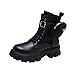 Stiefel Damen Schwarz in Fashion,Stiefeletten Damen Plateau Lack mit Abnehmbarer Tasche,SchnüRboots Damen Leder, Winter Schuhe,Black Matte,43
