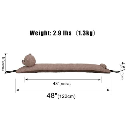 Image of Marwood Under Door Draft Stopper Decorative Wind Stopper 48 inch for Door & Window, Weighted Animal Air Draft Stopper Snake Noise Blocker for Bottom of Door with Hanging Loops - Bear