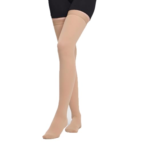 Image of Medical Compression Thigh High Anti Embolism Stockings 15-20mmHg, for Edema, Varicose Veins, Swelling with Inspection Hole, Women & Men