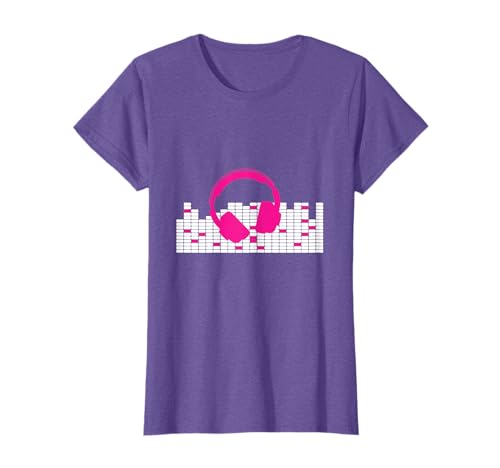 LED Flashing Audio Control - Pink Headphones - Nightclub T-Shirt