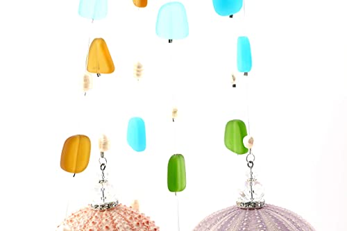 2 Dirty Birds, Hanging Sea Urchin Shell Jellyfish Live Succulent Air Plants, W/Sea Glass, Swarovski And Freshwater Pearls (Pack Of 4) #TOP2