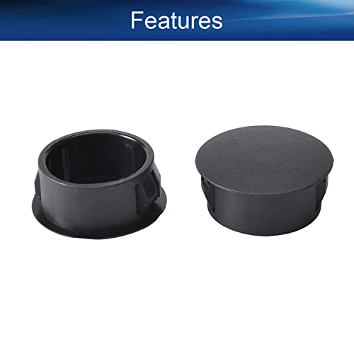 Image of Heyiarbeit 10pcs Hole Plugs 7 /8 inch / 22mm Nylon Plastic Round Snap in Type Locking Hole Tube Furniture Fencing Post Pipe Insert End Caps Black Tone