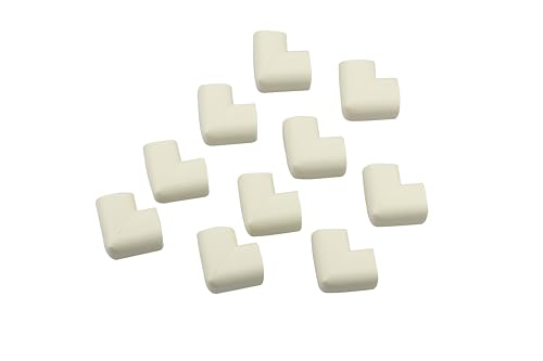 Image of WONDERLAND Soft Rubber Foam Corner Protector Guards for Baby, Furniture Corner Guard, Edge Safety Bumpers, 3M Adhesive Pre-Taped (White /Brown, 10 Corners) (White)