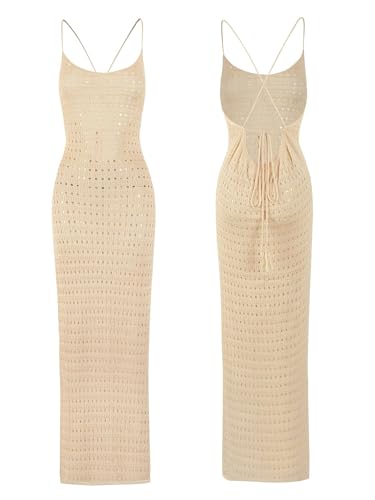 Hollow Out Knit Bodycon Backless Crochet Maxi Dress Sexy Bathing Suit Cover up Split Long Beach Long Dresses4