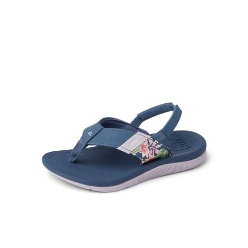 REEF Toddler/Little Girls' Santa Ana Flip Flop, Super Soft and Supportive Footbed, Water Friendly, Backstrap, Vintage Indigo, 4