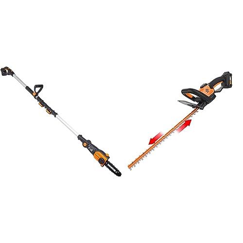 WORX 20V Power Share 8" Pole Saw + 22" Hedge Trimmer Bundle