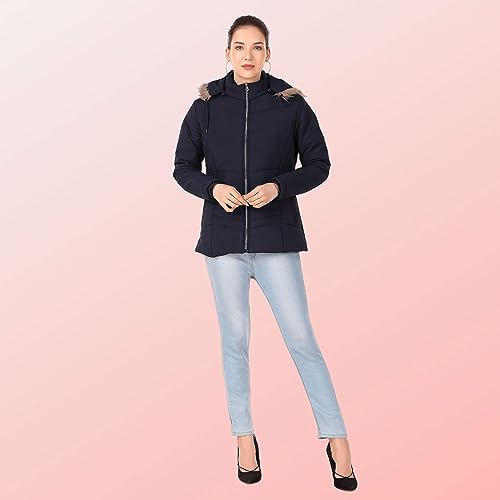 Image of Brazo Girls and Women's Puffer Regular Fit Bomber Jacket For Winter Wear | Hooded Neck | Full Sleeve | Zipper | Casual Jacket For Woman & Girl | Western Stylish Jacket For Women