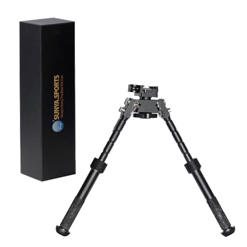 ??SUNYA Adjustable Hunting Bipod - 360° Swivel Lock, Lightweight Aluminum Alloy Tripod Stand with Quick Release Clamps for Outdoor Precision Support (Fits Picatinny/Weaver Rails)?