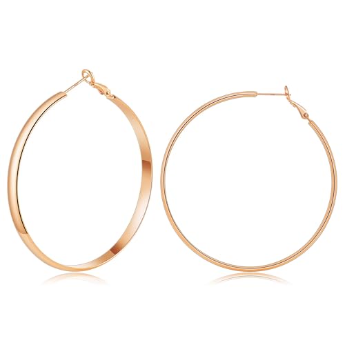 Image of Gacimy Gold Hoop Earrings for Women with 925 Sterling Silver Post | Hypoallergenic Lightweight Thick Hoops Earrings for Women Trendy Jewelry Gift