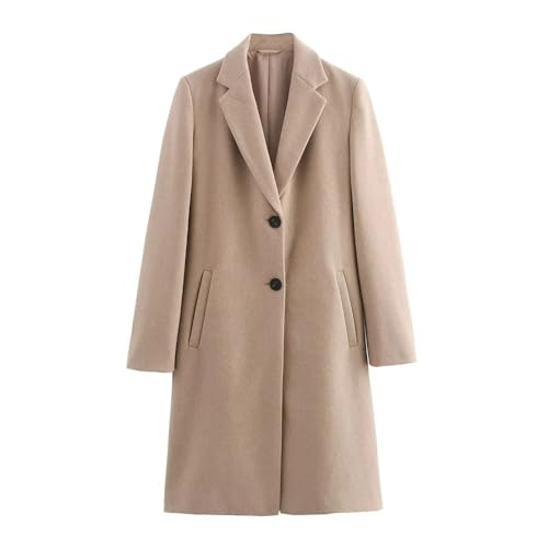 Women's Soft Camel Wool Blend Coat | Mid-Length Slim Fit