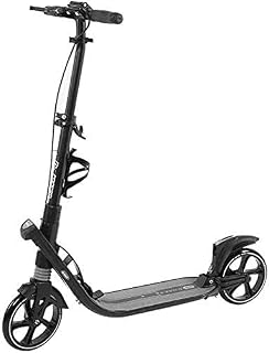 Yisss Scooters for Kids Scooters Adult Adult Kick With Big Wheels Hand Brake Folding Dual Suspension Commuter Height Adjustable Supports 220 Lbs (Color : Black)