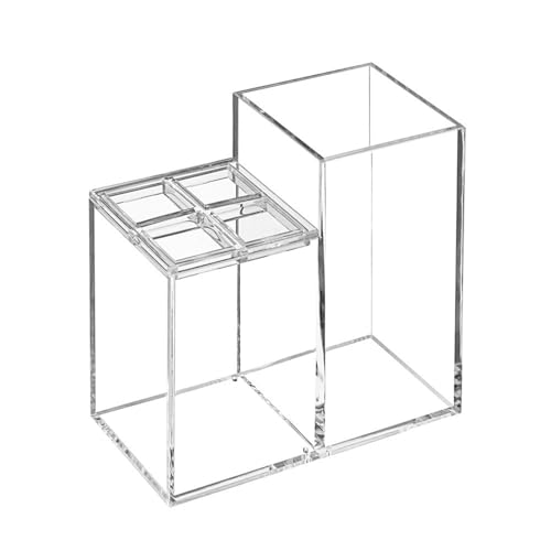 gifthub Acrylic Removable Compartment Toothbrush Holders,5 Slots Multipurpose Toothpaste Organizer,Durable Clear Toothbrush Stand for Bathroom Countertop