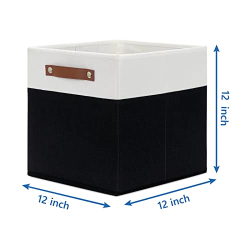 Temary Foldable Storage Cubes Set of 4 - Organizers with Handles, Decorative Storage Boxes for Home, Office (White&Black) by Temary - Used condition - Image 2