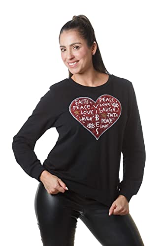 Image of Women's Long Sleeve Sweater with Sequins Patch (Multiple Designs)