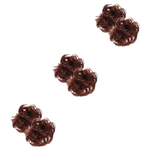 Chignon désordonné avec clip extensions cheveux bouclés ondulés pour femmes 6pcs