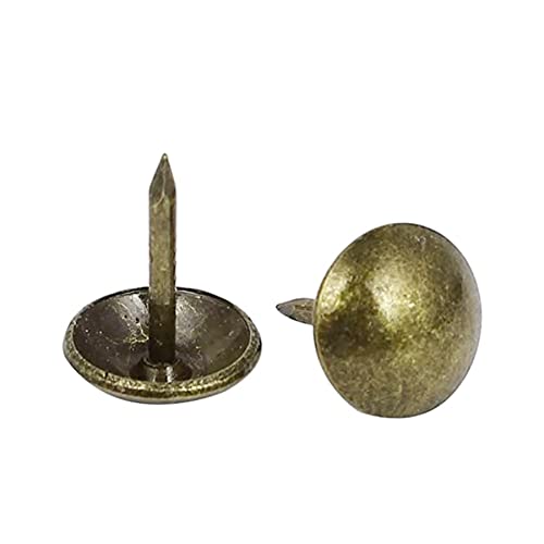QZOOVNJ 3/4” Bronze Upholstery Nail Tacks, Furniture Thumb Tack Pins Assortment Kit for Sofa Shoe DIY Wood Furniture Décor 100PCS(3/4”(19mm), Bronze)