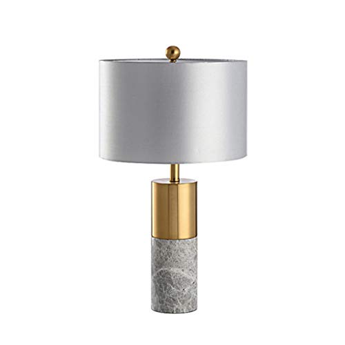 Lampe E27 lampe de table de chevet européenne haute qualité marbre lampe de bureau tissu abat-jour lampe de chevet for chambre salon Lampe de Lecture Lampe de Chevet (Color : Galaxy Grey)