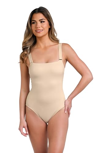 La Blanca Women's Over The Shoulder One Piece Swimsuit, Sand//LB Luxe, 4