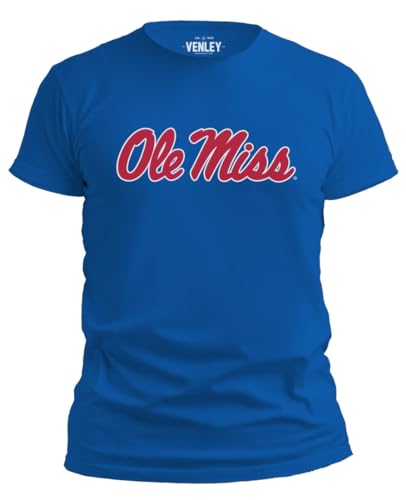 NCAA Officially Licensed Apparel University of Mississippi Gameday Ole Miss Rebels Logo Unisex RYLMS06 T-Shirt OLEMISS02T Blue Large