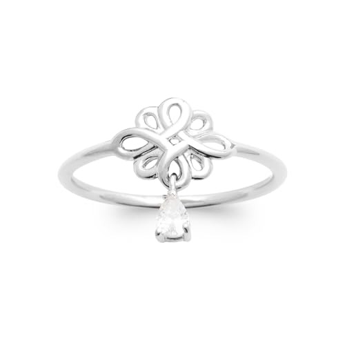 Bague en Argent 925 Rhodié avec rosace arabesque et zirconium de taille 50 à 60 Tata Gisèle